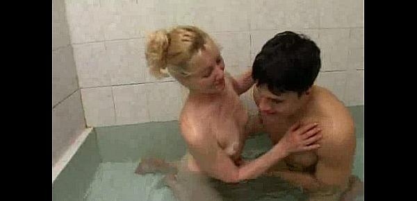  Charming Russian mother fu.king with her son in bathroom